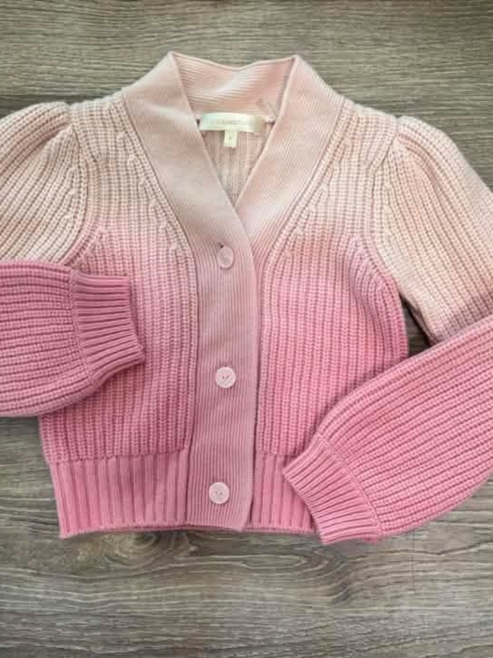 Girls LoveShackFancy Pink Ombre Ribbed Button Cardigan